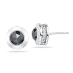 2.42 Cts Black & White Diamond Stud Earrings in 18K White Gold