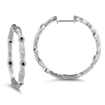 0.20 Cts Black Diamond Hoop Earrings in 14K White Gold