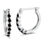 0.56 Cts Black Diamond Hoop Earrings in 18K White Gold