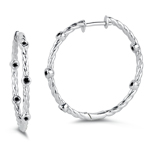 0.18 Cts Black Diamond Hoop Earrings in 14K White Gold