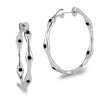0.39 Cts Black Diamond Hoop Earrings in 14K White Gold