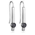 3/4 Cts Black Diamond Bar Earrings in 14K White Gold