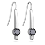 1.50 Cts Black Diamond Earrings in 14K White Gold