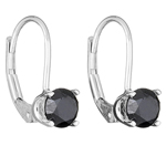 1/2 Cts of 3.70-3.90 mm AA Round Black Diamond Earrings in 14K Gold
