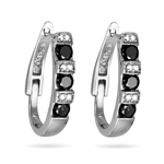 1.00 Ct Black & White Diamond Earrings in 14K White Gold