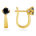 2.07 Cts Black & White Diamond Earrings in 14K Yellow Gold