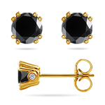 1.99 Cts Black & White Diamond Earrings in 14K Yellow Gold