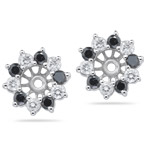 0.96 Cts Black & White Diamond Earring Jackets in 14K White Gold