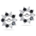 0.92 Ct White & Black Diamond Earring Jackets in 14K White Gold