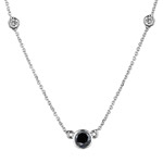 0.72 Ct White & Black Diamond Necklace in 18K White Gold