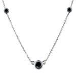 0.74 Cts Black Diamond Necklace in 18K White Gold