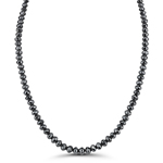 14.00 Cts Fancy - Black Diamond Faceted Bead Necklace Strand 14K White Gold