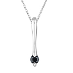 1/2 Cts Round AA Black Diamond Solitaire Long Bar Pendant in 14KW Gold