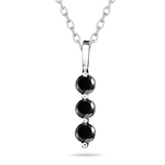 1.48 Cts Black Diamond Three Stone Linear Pendant in 14K White Gold