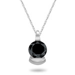 1/2 Cts  Round AAA Black Diamond Solitaire Pendant in 14K White Gold