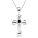 0.11-0.13 Cts Black Diamond Solitaire Cross Pendant in Silver