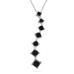 2.82 Cts Black Diamond Journey Pendant in 14K White Gold