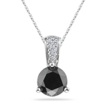 1.80 Cts Black & White Diamond Pendant in 14K White Gold