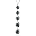 2.05 Cts Black Diamond Five Stone Journey Pendant in 14K White Gold