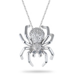 0.47 Cts Black & White Diamond Spider Pendant in 14K White Gold