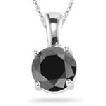 1.10 Cts Black Diamond Solitaire Pendant in 14K White Gold