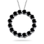 4.75 Cts Black Diamond Circle Pendant in 14K White Gold