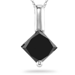 1.05 Cts Black Diamond Solitaire Pendant in 14K White Gold