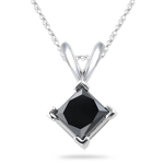 3/4 Cts Black Diamond Solitaire Pendant in 14K White Gold