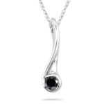 0.30 Cts Black Diamond Solitaire Pendant in 14K White Gold