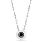 0.62 Cts Black Diamond Solitaire Pendant in 14K White Gold