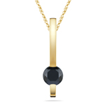 0.71 Cts Black Diamond Solitaire Pendant in 14K Yellow Gold