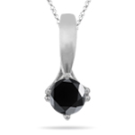 1.34 Cts Black & White Diamond Accent Pendant in 14K White Gold