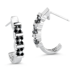 0.52 Cts Black Diamond Huggie Earrings in 14K White Gold