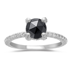 1.33 Cts Black & White Diamond Ring in 14K White Gold