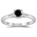 2/3 Cts Black & White Diamond Ring in 14K White Gold