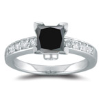 1.75 Cts AAA Black and White VS Diamond Ring in 18K White Gold