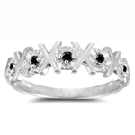0.30 Cts Black Diamond Bubble Ring in 14K White Gold