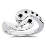 0.20 Cts Black Diamond Ring in 14K White Gold