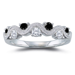 0.54 Cts Black & White Diamond Ring in 14K White Gold