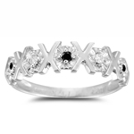 0.10 Cts Black & White Diamond Hugs & Kisses Ring in 10K White Gold