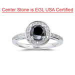 2.00 Cts Black & White Diamond Ring in 14K White Gold