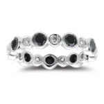 0.30 Ct Diamond & 1.17 Cts Black Diamond Ring in 18K White Gold