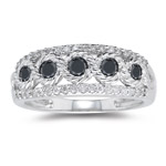 0.54 Ct Black & White Diamond Ring in 14K White Gold