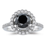 3.20-3.27 Cts Black & White Diamond Ring in 14K White Gold