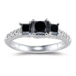 1.91 Cts Black & White Diamond Ring in 14K White Gold