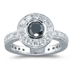 1.88 Cts Black & White Diamond Ring in 18K White Gold