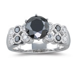 3.20-3.27 Cts Black & White Diamond Ring in 18K White Gold