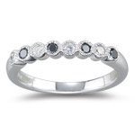 0.28 Cts Black & White Diamond Wedding Ring in 18K White Gold
