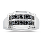 1.12 Cts Black Diamond Men's Rolex Ring in Silver