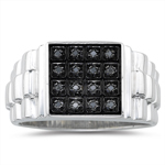 0.08 Ct Black Diamond Men's Ring in Silver